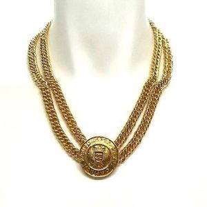 Vintage 31 Rue Cambon medallion double chain necklace 16” Chanel